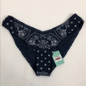 NWT Tilly's Navy and White Bandana Print Bikini Bottom Sz M (S2)